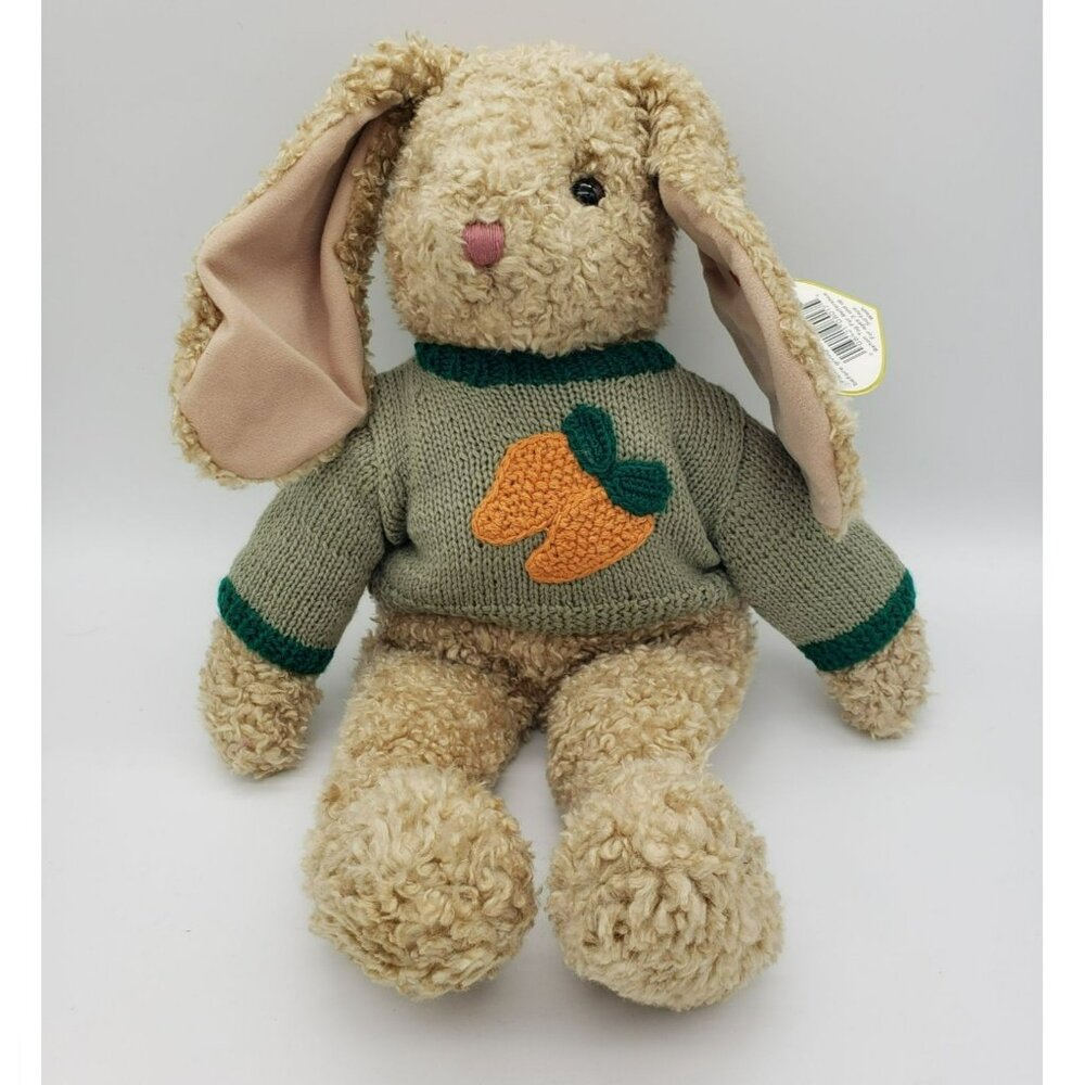 Vtg 1991 TY Curly Brown Bunny Rabbit Plush 16" NOS Carrots Green Sweater Tags